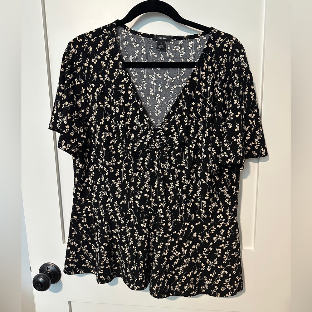 Halogen Floral Black Top